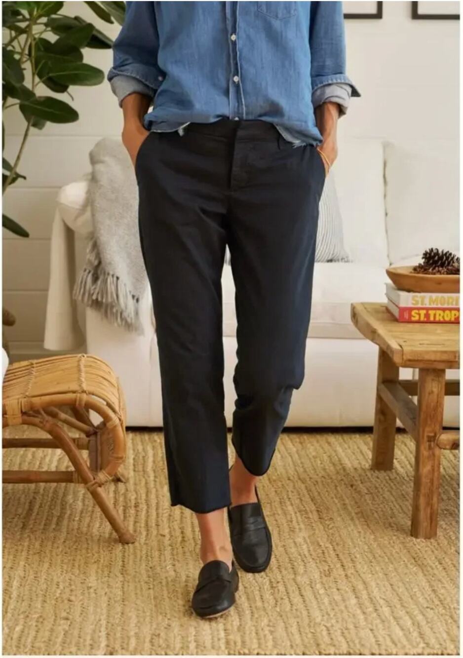 Frank & Eileen Wicklow Italian Chino Straight Leg Mid Rise Pants Black Size 10